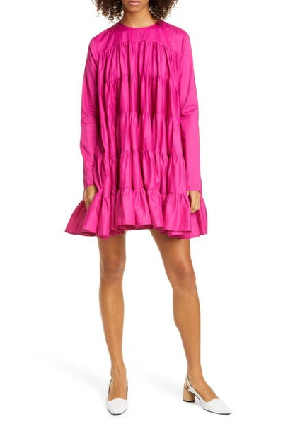 Merlette Soliman Tiered Minidress In Fuchsia