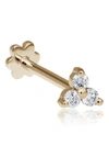 Maria Tash 18ct Large Diamond Trinity Single Threaded Stud Earring In Yellow Gold/ Diamond