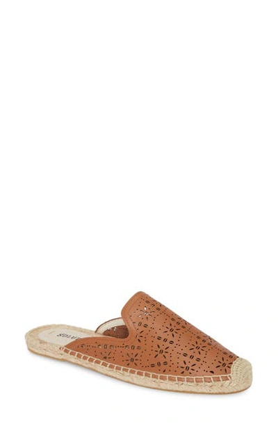 Soludos Women's Ami Perforated Leather Espadrille Mules In Saddle