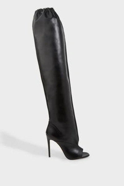 Victoria Beckham Midnight Open-toe Leather Boots In Black