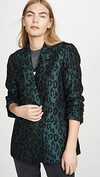 Anine Bing Madeleine Double-breasted Leopard-jacquard Blazer In Leopard