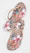 HAVAIANAS SLIM ANIMAL FLORAL FLIP FLOPS CROCUS ROSE,HAVAI40193