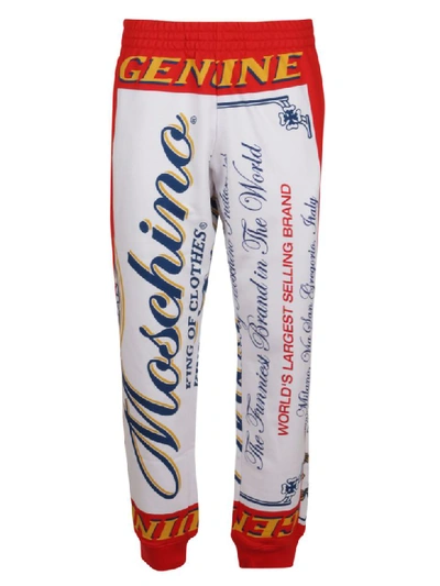 Moschino Printed Cotton Sweatpants In Rosso