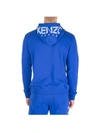 Kenzo Logo Printed Hoodie In Blu