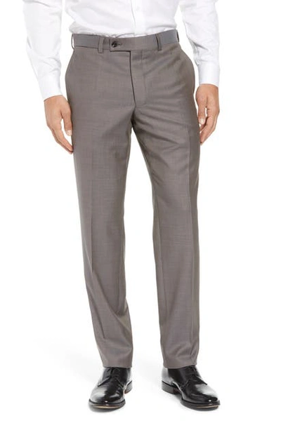 Ted Baker Jefferson Flat Front Wool Dress Pants In Grey