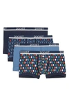 2(x)ist 4-pack No-show Stretch Trunks In Varsity Navy/ Dutch Blue