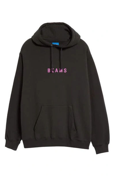 Beams Japan Logo Cotton Hoodie In Black
