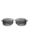 Maui Jim Hema 62mm Polarized Rectangular Sunglasses In Matte Grey