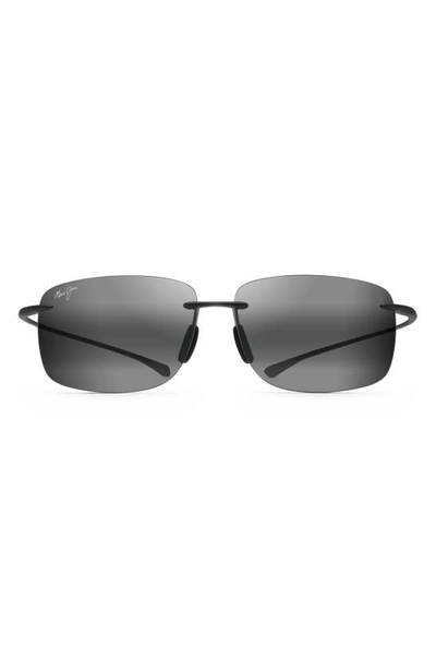 Maui Jim Hema 62mm Polarized Rectangular Sunglasses In Matte Grey