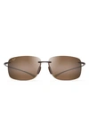 Maui Jim Hema 62mm Polarized Rectangular Sunglasses In Matte Rootbeer