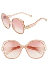 CHLOÉ VERA 56MM SEASHELL SHAPE SUNGLASSES - NUDE/ PINK,CE749SL