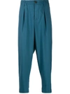 Marni Elasticated Waistband Cropped Trousers In Blue