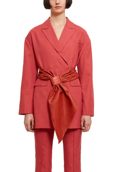 Opening Ceremony Belted Oversized Blazer In Rust Gingham 2406