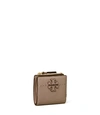 Tory Burch Mcgraw Bi-fold Mini Wallet In Silver Maple