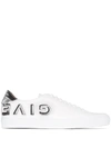 GIVENCHY WHITE AND BLACK REVERSE LOGO SNEAKERS