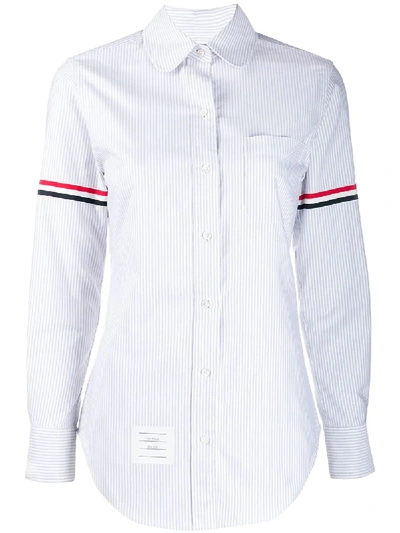 Thom Browne Vertical-stripe Rwb-detail Shirt In Grey