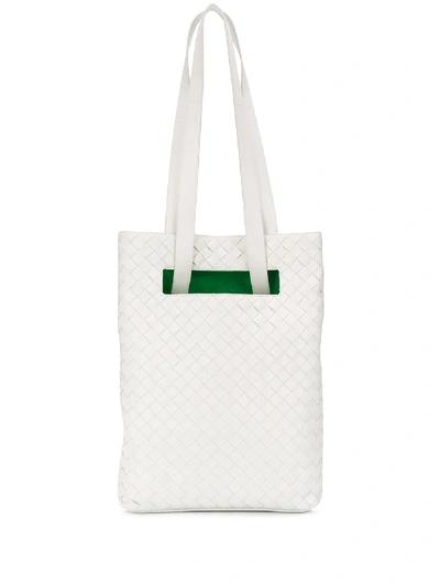 Bottega Veneta Bv Slot Tote In 107 - Metallic:bianco-silver