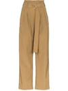 GANNI BELTED HIGH-WAISTED TROUSERS