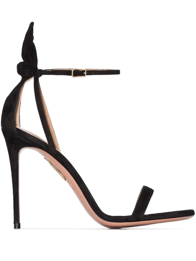 Aquazzura Bow Tie 105mm Bow Sandals In Black