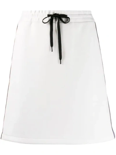 Miu Miu Mini Skirt With Logo Bands In White