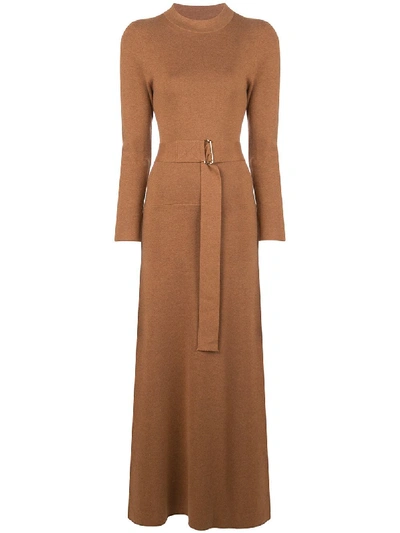 Nicholas Belted Knitted Dress In Brown