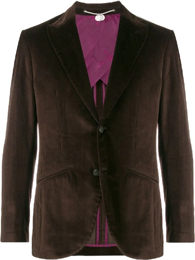 Maurizio Miri Textured Fitted Blazer Jacket In Brown