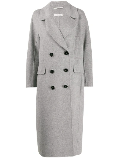 Max Mara Long Double-breasted Coat In Grey