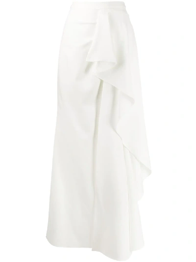 Avaro Figlio Asymmetric Draped Detail Skirt In White