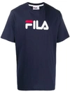 Fila Logo Print Crew Neck T-shirt In Blue