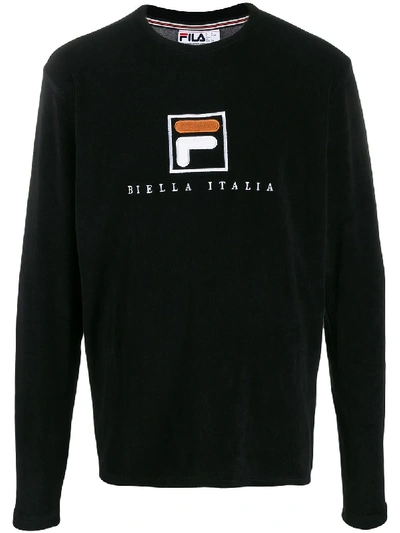 Fila Logo-embroidered Terry Sweatshirt In Black