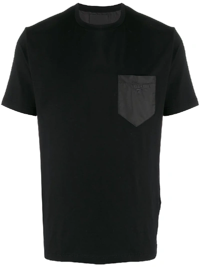 Prada Embroidered Logo T-shirt In 黑色