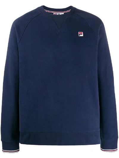 Fila Pozzi Logo Embroidered Sweatshirt In Blue