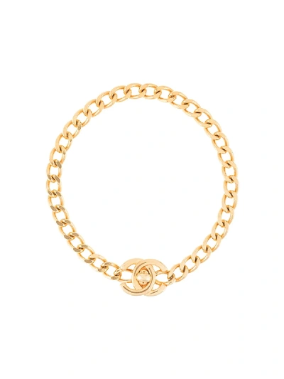 Pre-owned Chanel 1996 Ss Cc Turn-lock Bracelet In Gold
