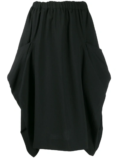 Comme Des Garçons Elasticated Waist Midi Skirt In 黑色