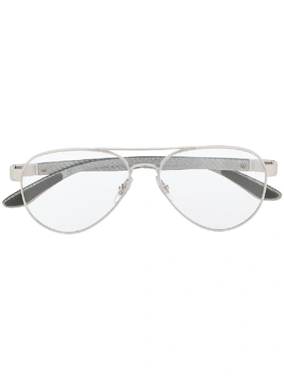 Ray Ban Woven-leather Aviator Glasses In Silver