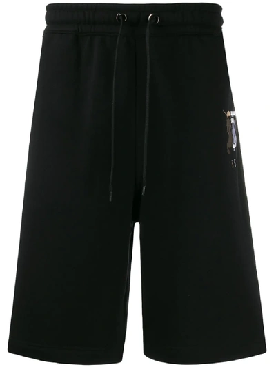 Burberry Embroidered Logo Track Shorts In 黑色