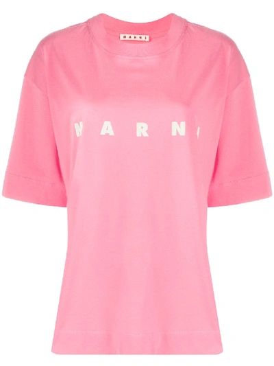 Marni Printed Logo Oversized T In 粉色
