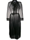 Red Valentino Point D'esprit Tulle Double-breasted Trench Coat In Black