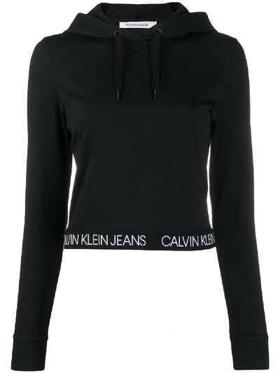 Calvin Klein Jeans Est.1978 Cropped-kapuzenpullover Mit Logo In Black