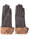 Barbour Plaid-trim Gloves In Brown