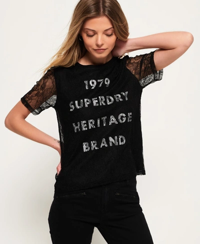 Superdry Lace Graphic T-shirt In Black