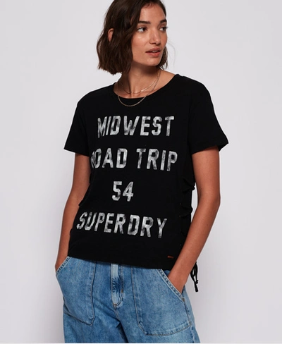 Superdry Colorado Lace Up T-shirt In Black