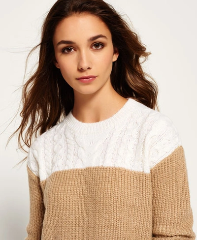 Superdry Brooklyn Colour Block Strickpulli In Cream