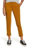 Ag Caden Crop Twill Trousers In Mustard Gold