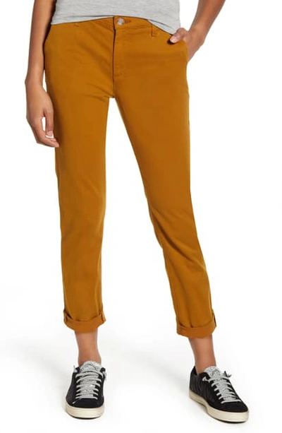 Ag Caden Crop Twill Trousers In Mustard Gold