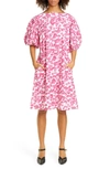 MERLETTE FLORAL PRINT PUFF SLEEVE COTTON SHIFT DRESS,75N06PP
