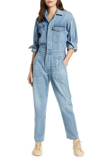 Citizens Of Humanity Marta Long Sleeve Cotton Twill Utility Jumpsuit In Monologue