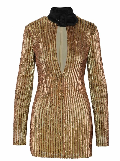 Attico The  Women's Gold Viscose Dress