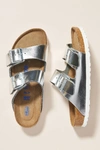 Birkenstock Metallic Arizona Sandals In Silver