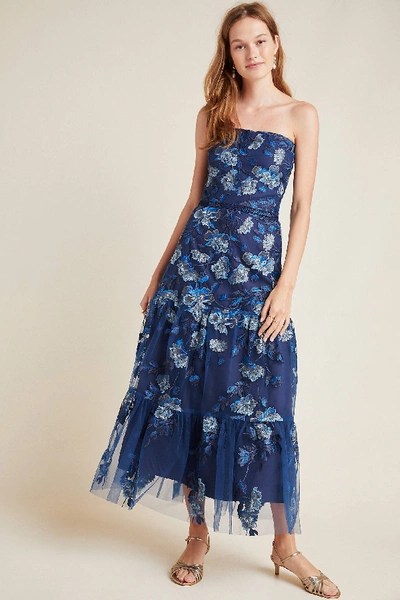 Shoshanna Silas Embroidered Maxi Dress In Blue